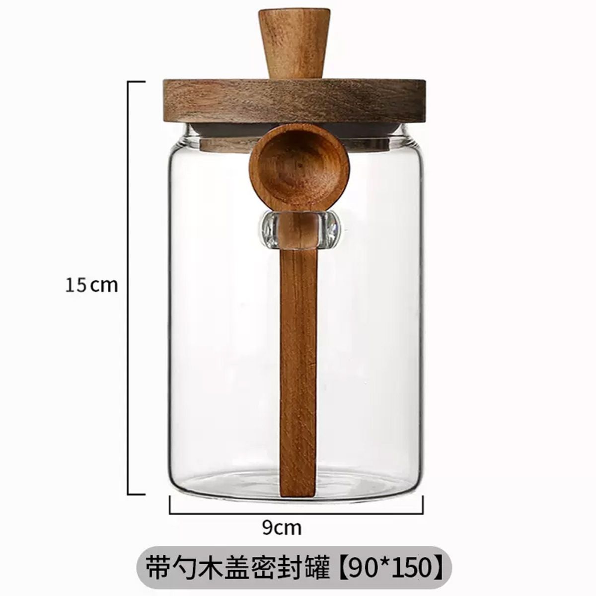 Coffee Tea Sugar Canisters - Glass Storage Jar With Airtight Wooden