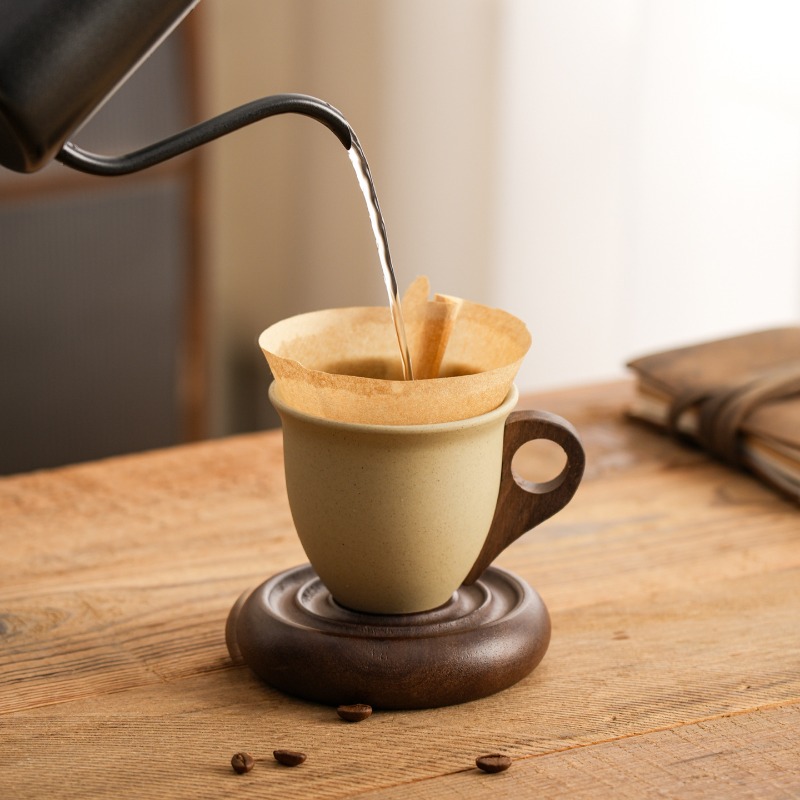 Creative Brown Ceramic and Woo - Coffee Tea For Garden ulasan dan harga