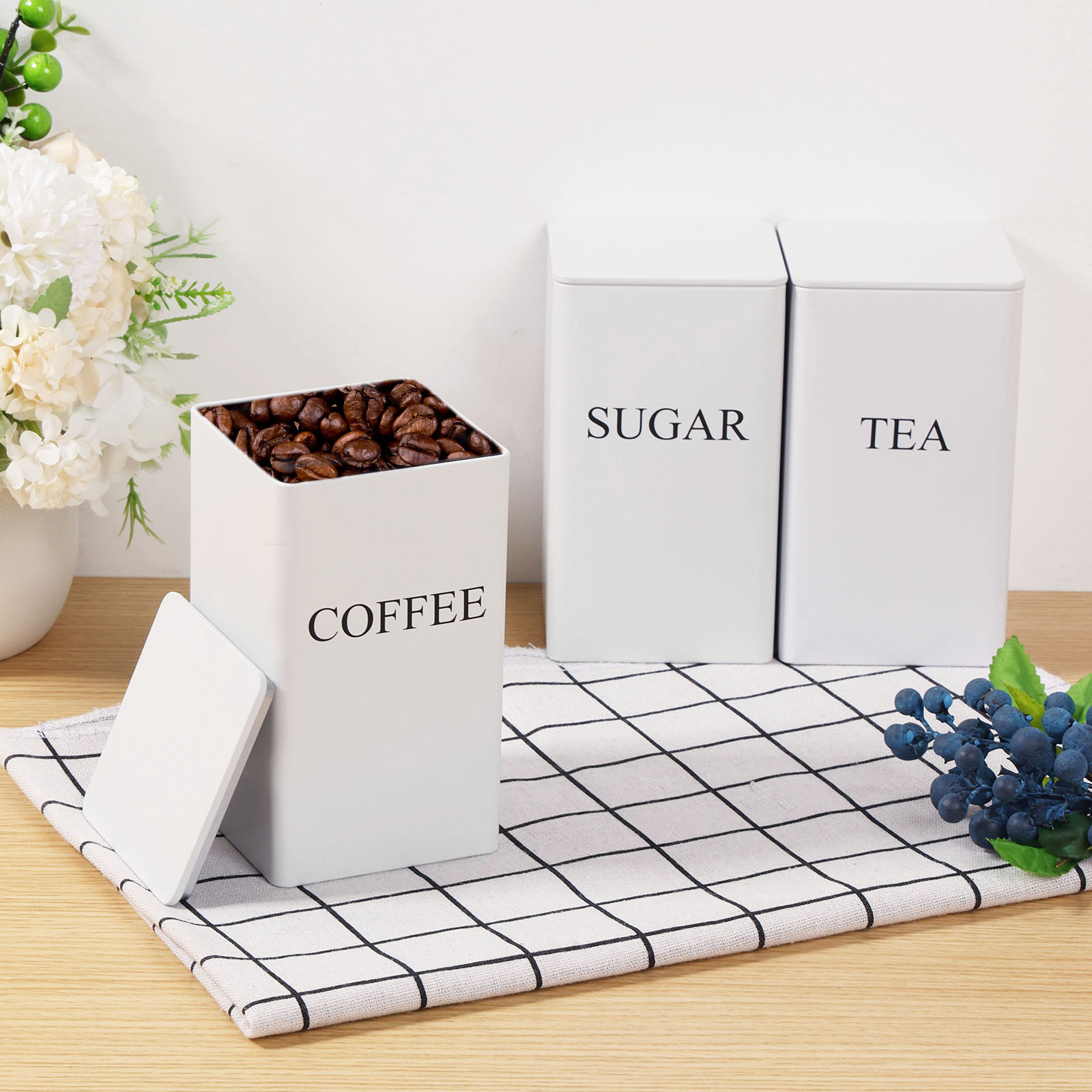 3Pcs Coffee Bean Storage Canis - Coffee Tea Sugar Canisters ulasan dan harga