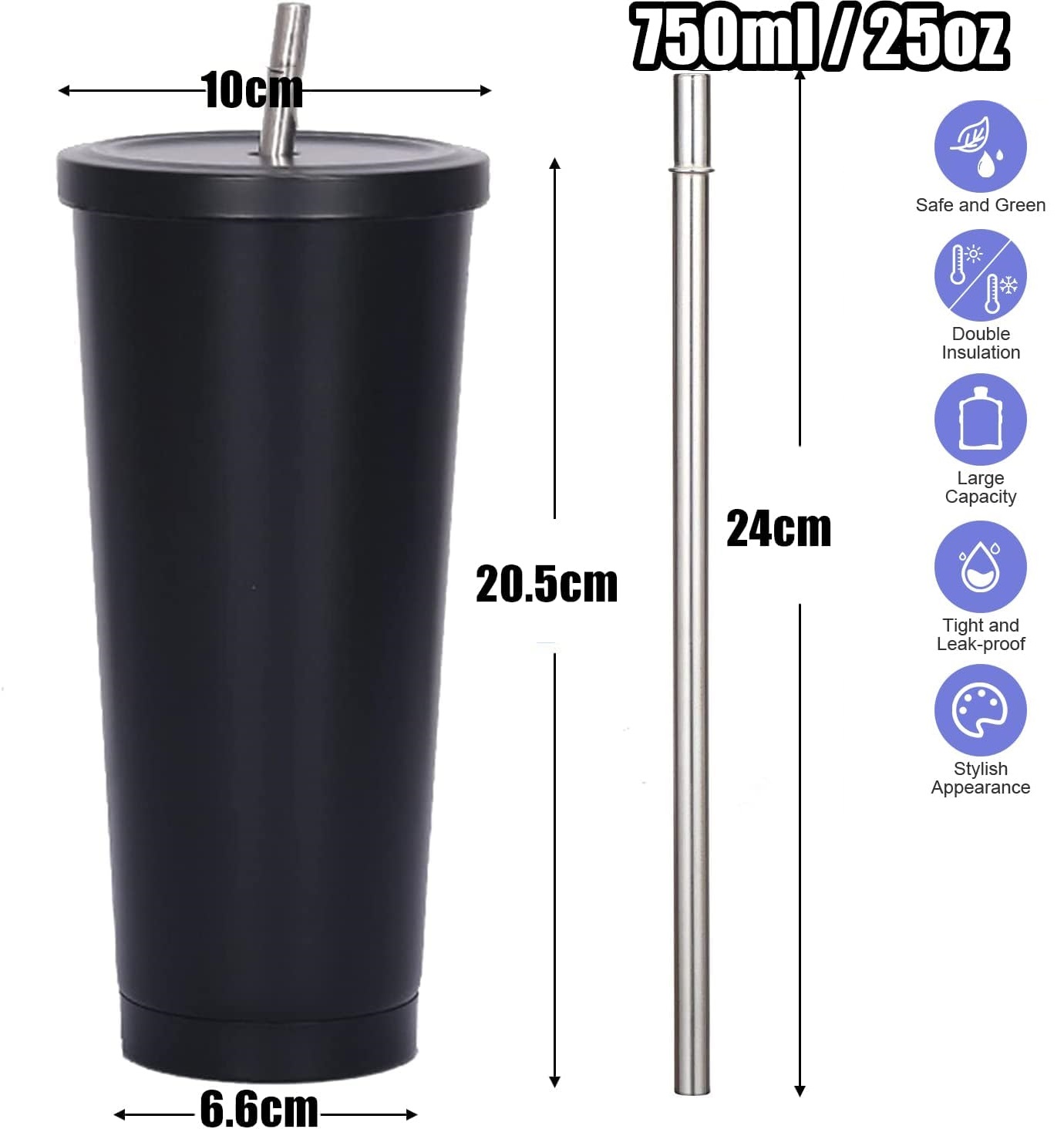750ml Double-Wall Insulated Tu - Coffee Tea Tumbler ulasan dan harga
