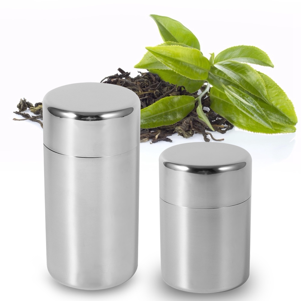 Tea Can Stainless Steel Tea Ti - Coffee Tea Sugar Canisters ulasan dan harga