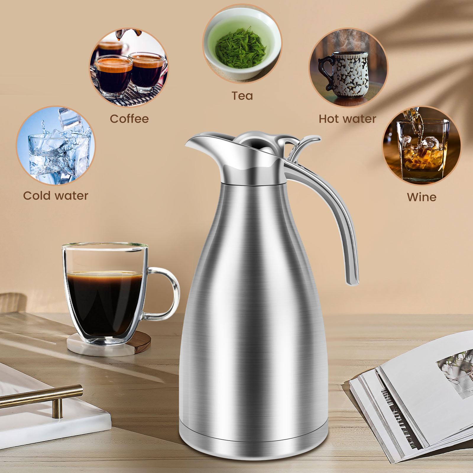 Kitchen Thermal Kettle 2000ml  - Coffee Tea Water Heater ulasan dan harga