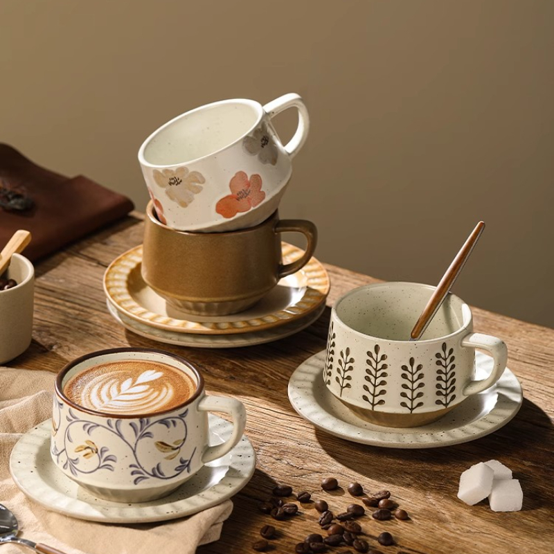 Retro Ceramic Cup Coarse Potte - Tea Coffee Pot Set ulasan dan harga