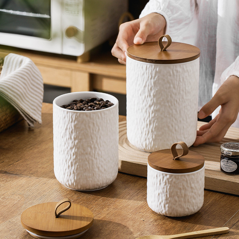 Rock Pattern Ceramic Tea Stora - Coffee Tea Sugar Canisters ulasan dan harga