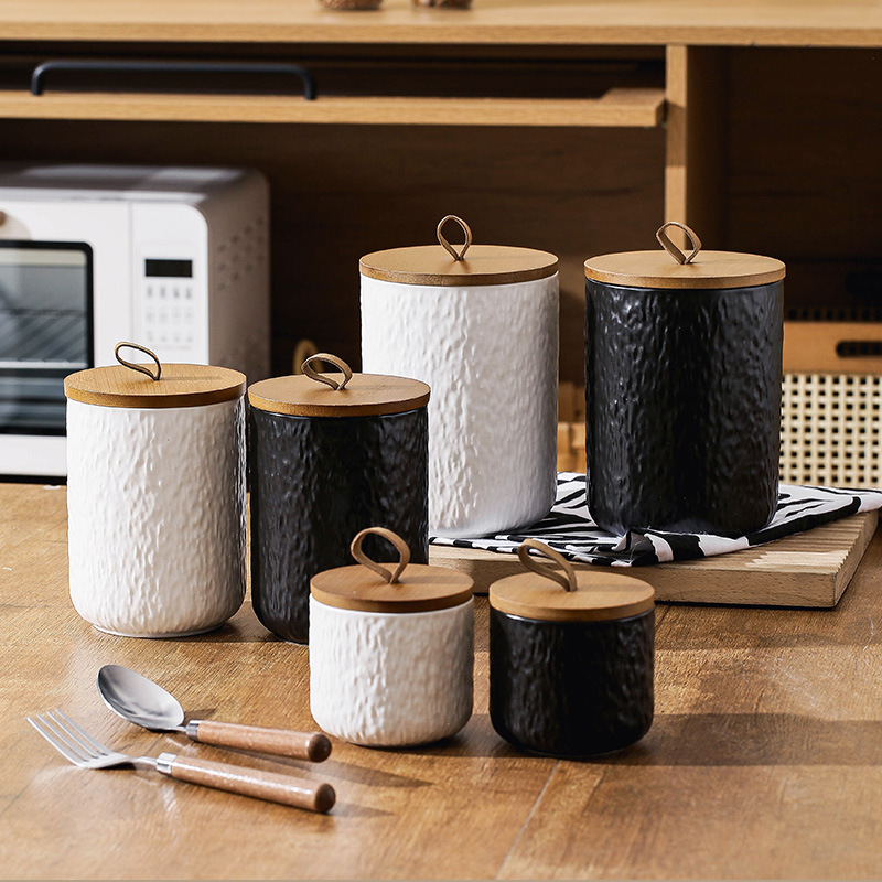 Rock Pattern Ceramic Tea Stora - Coffee Tea Sugar Canisters ulasan dan harga