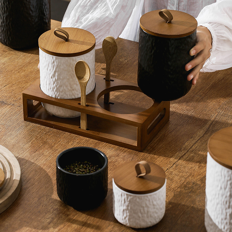 Rock Pattern Ceramic Tea Stora - Coffee Tea Sugar Canisters ulasan dan harga