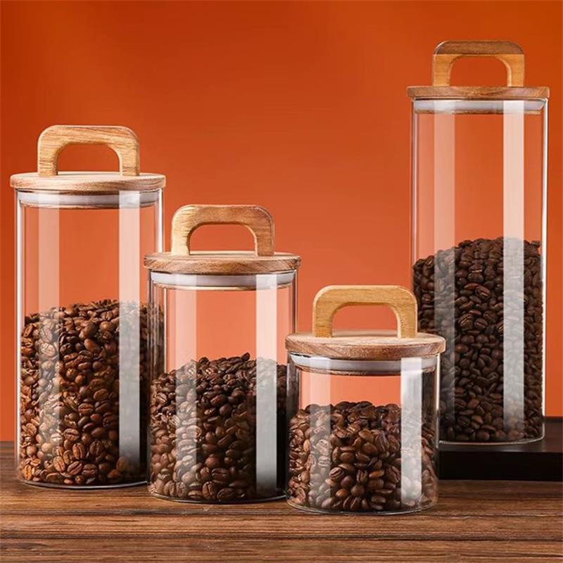 Clear Glass Jar with Bamboo Li - Coffee Tea Sugar Canisters ulasan dan harga