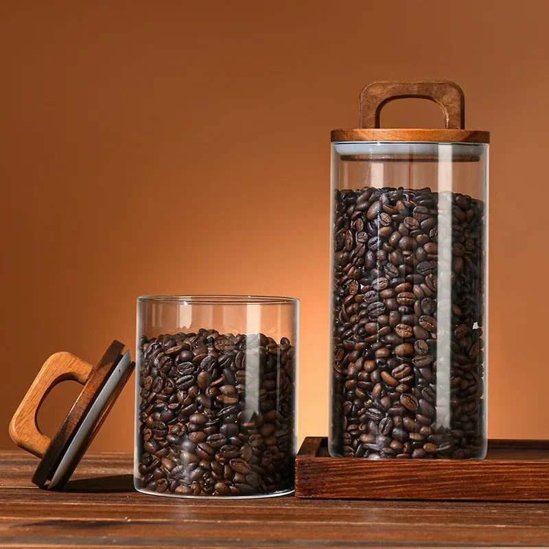 Clear Glass Jar with Bamboo Li - Coffee Tea Sugar Canisters ulasan dan harga