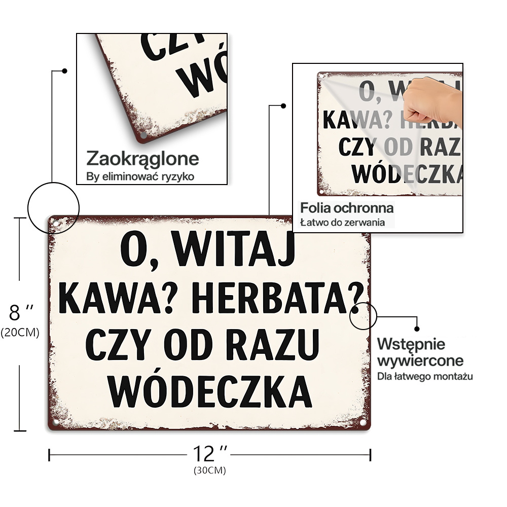 Vintage Metal Sign, Polish Fun - Coffee Tea Vodka ulasan dan harga