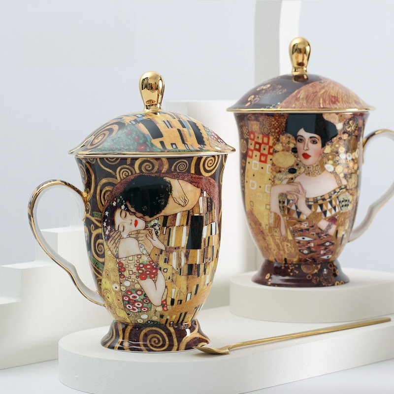European Ceramic Mug with Lid  - Coffee Tea Chocolate ulasan dan harga