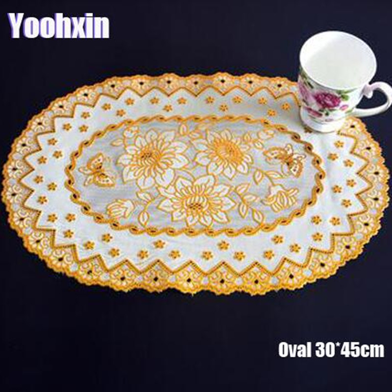 HOT Oval Lace PVC Gold Plastic - Coffee Tea Place ulasan dan harga