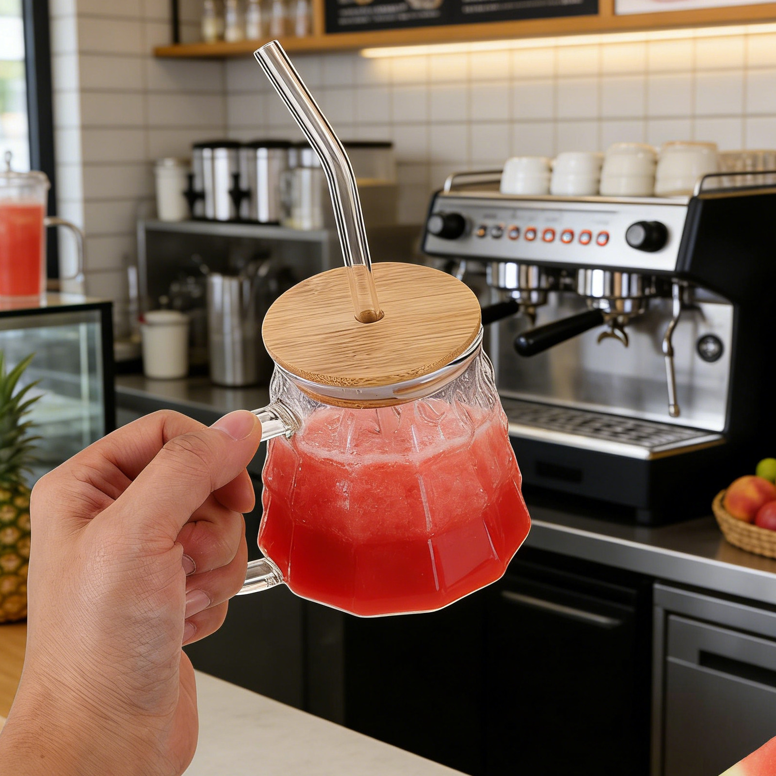 Transparent Glass Milk Cup wit - Coffee Tea Tumbler ulasan dan harga