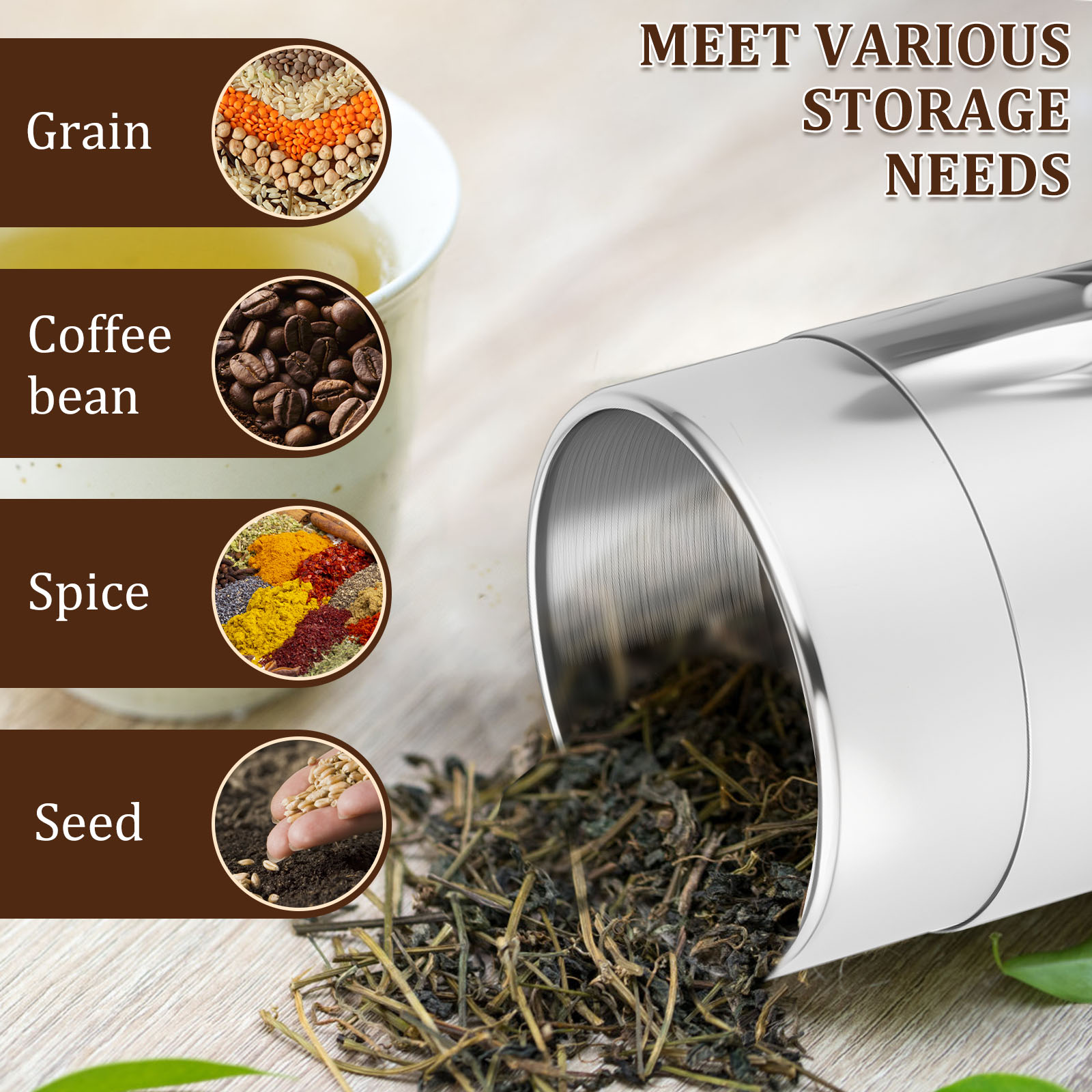 Stainless Steel Tea Leaf Tins  - Coffee Tea Sugar Canisters ulasan dan harga