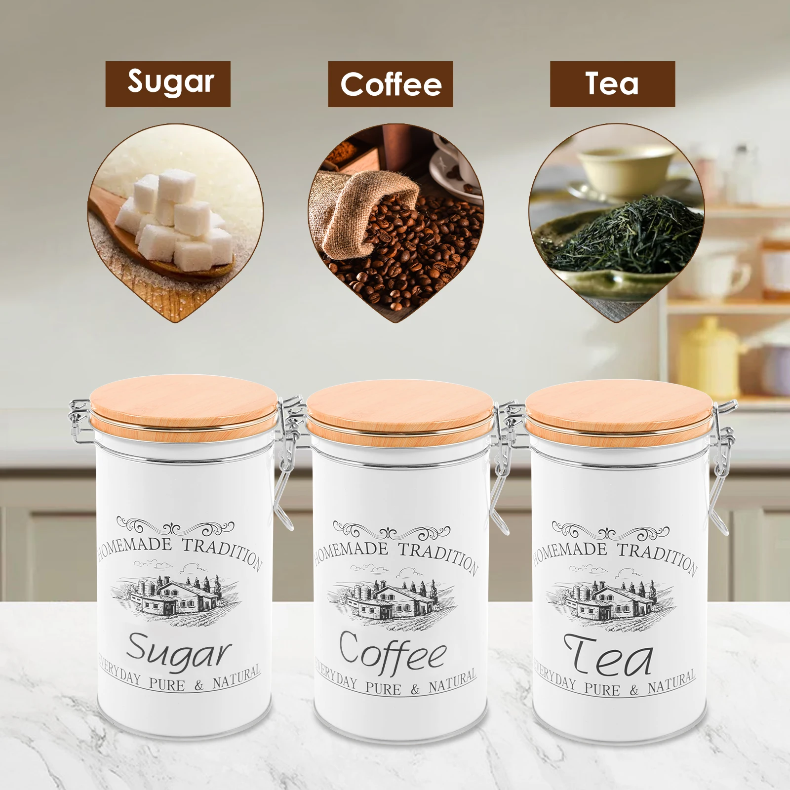 3Pcs/Set Tea Coffee Sugar Cani - Coffee Tea Sugar Canisters ulasan dan harga