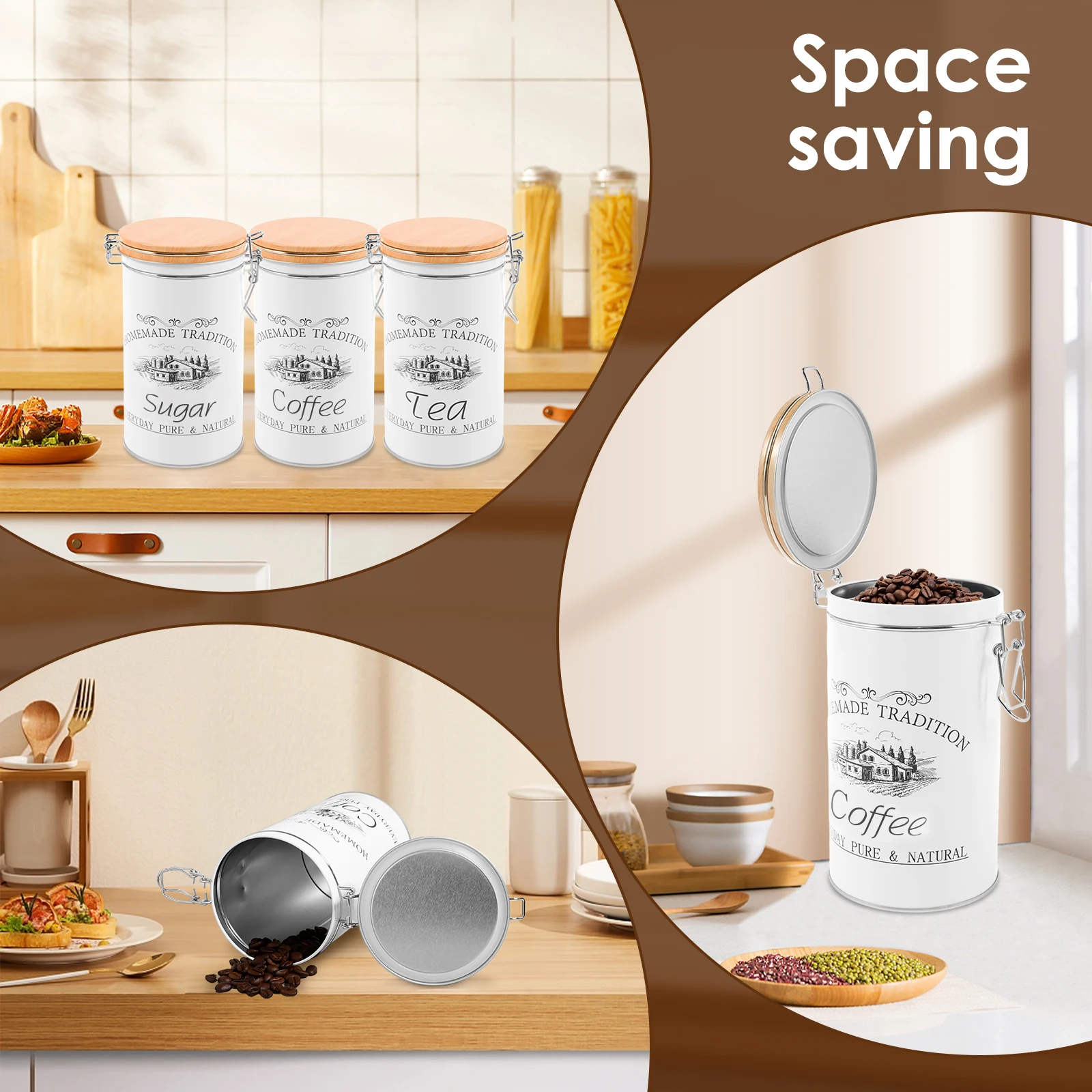 3Pcs/Set Tea Coffee Sugar Cani - Coffee Tea Sugar Canisters ulasan dan harga