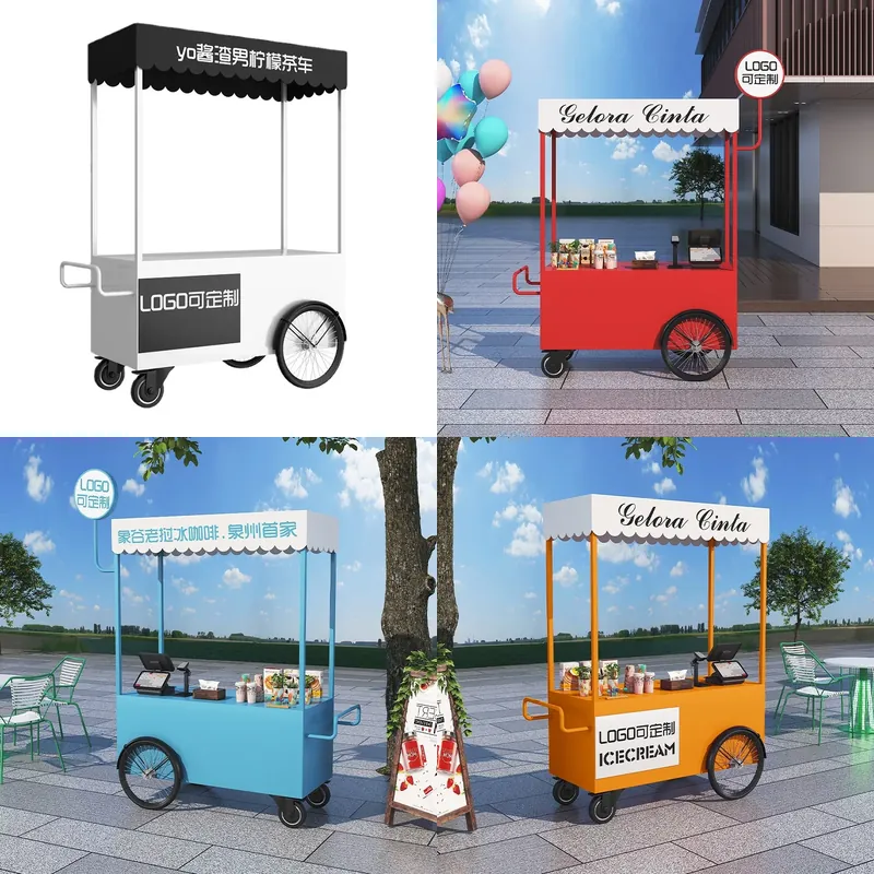 Mobile Food Cart Snack Trolley - Coffee Tea Vendor ulasan dan harga