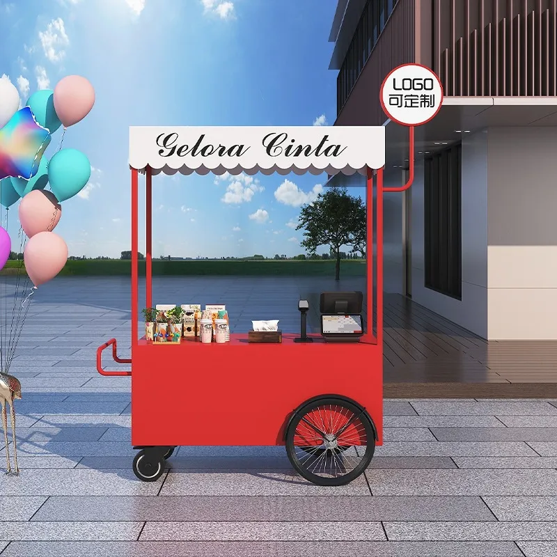 Mobile Food Cart Snack Trolley - Coffee Tea Vendor ulasan dan harga