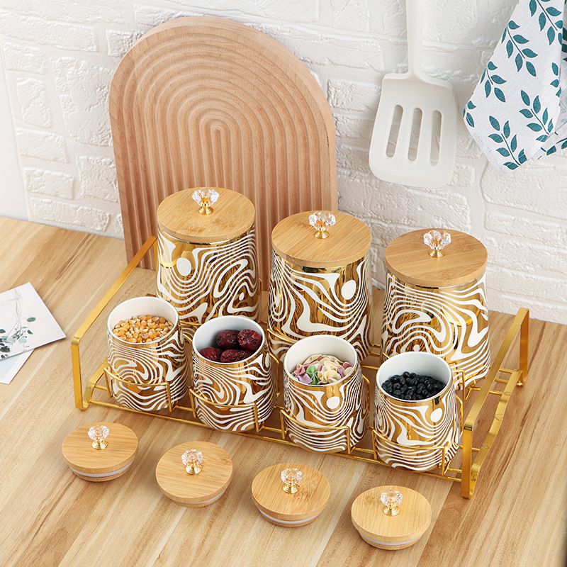 Set of 7 Color Glazed Ceramic  - Coffee Tea Sugar Canisters ulasan dan harga