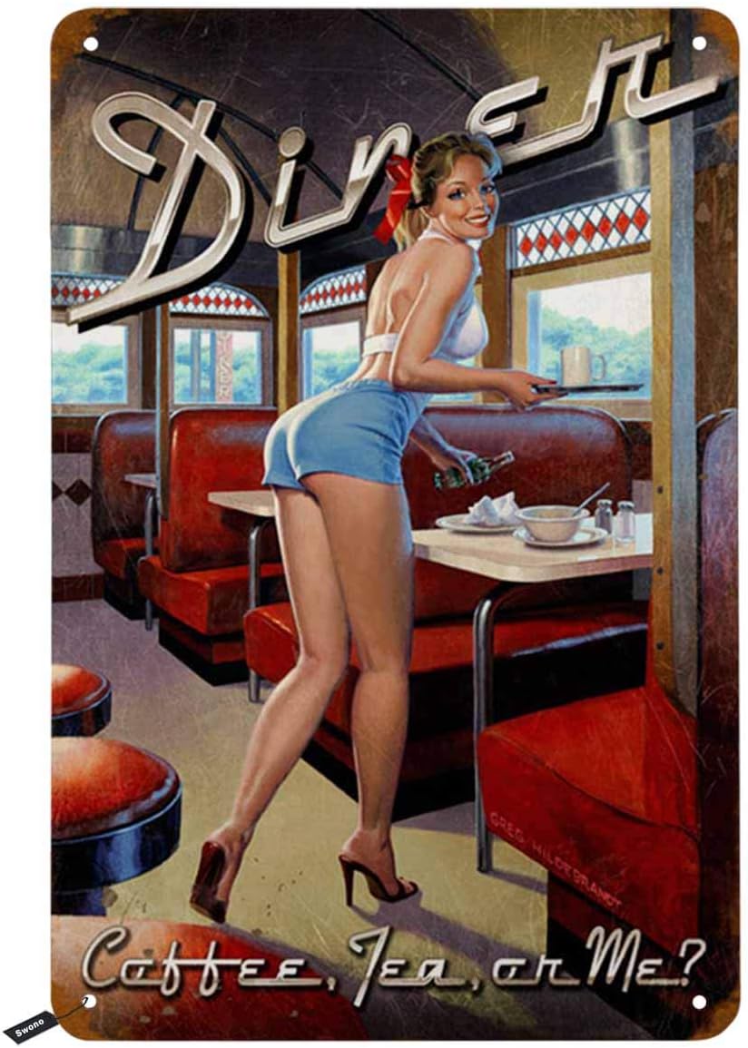 Swono Dinner Tin Signs,Pinup G - Coffee Tea Me ulasan dan harga