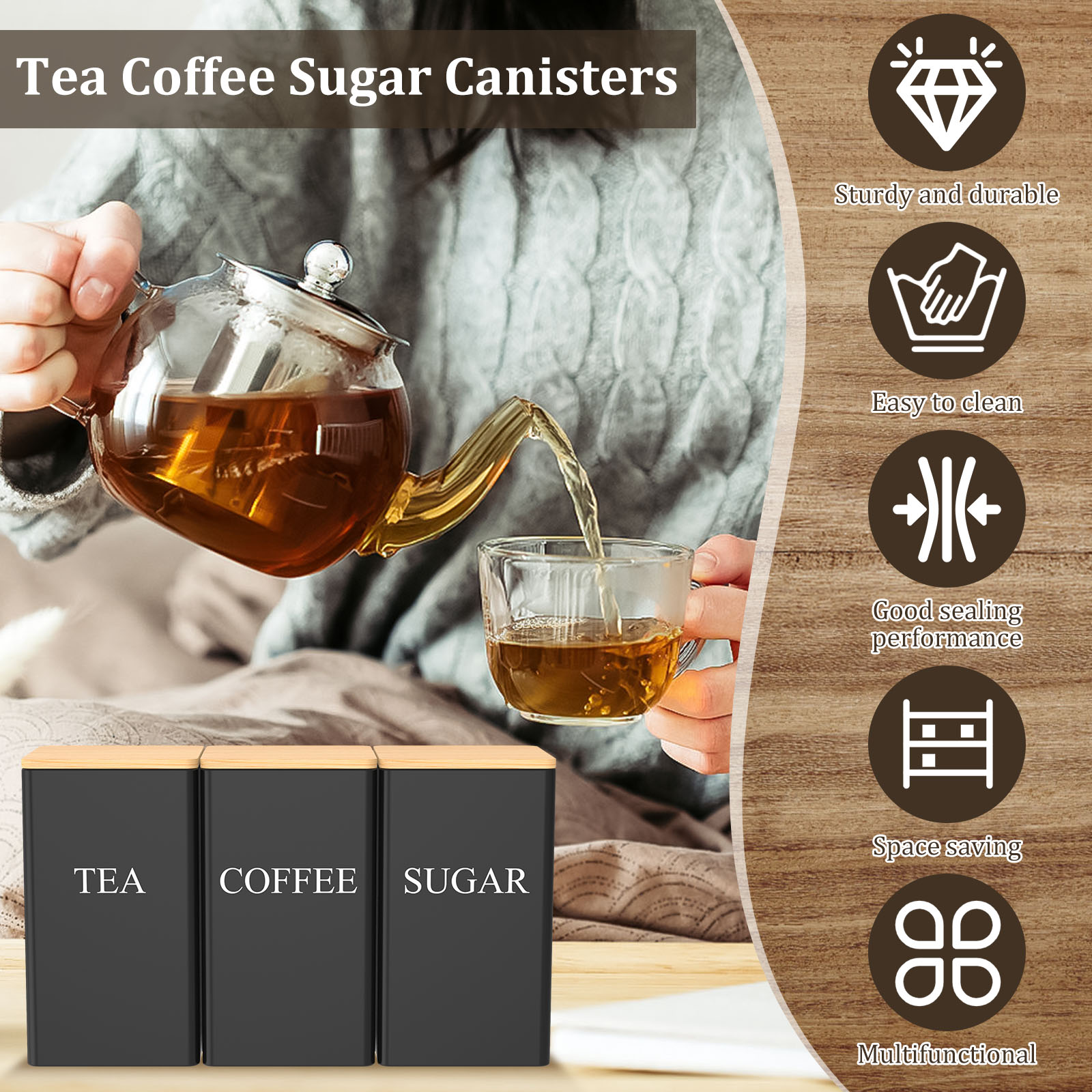 Coffee Bean Storage Jar Metal  - Coffee Tea Sugar Canisters ulasan dan harga