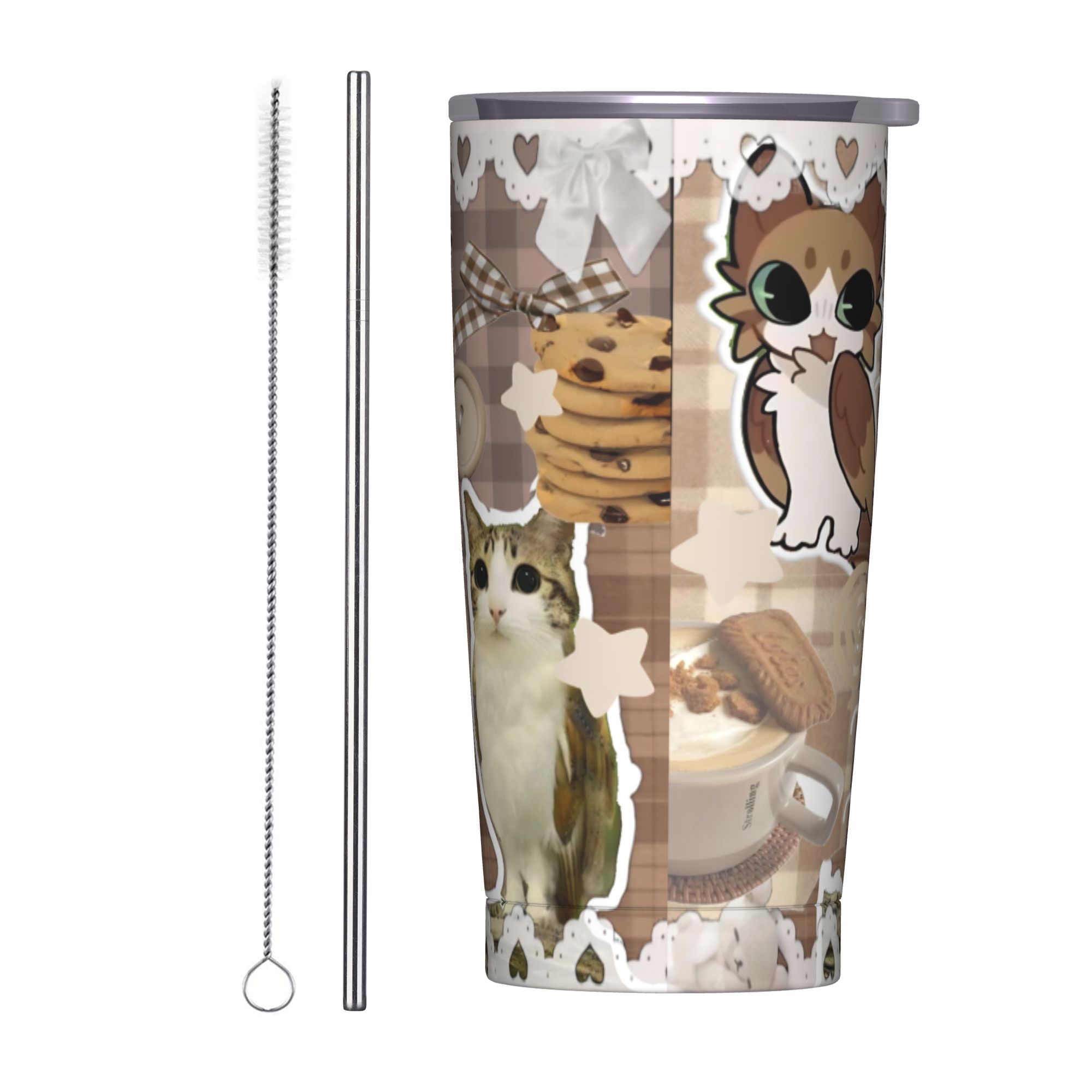 Cute Cat Owl Meowl Tumbler Vac - Coffee Tea Tumbler ulasan dan harga